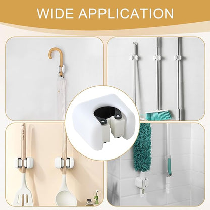 Broom Holder, Wall Mount Mop Organizer, Self-Adhesive Cleaning Supplies Hanger - Image 6