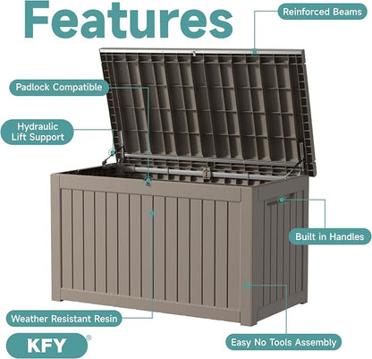 230 Gallon Waterproof Outdoor Storage Box, UV Resistant Resin Deck Box - Image 3