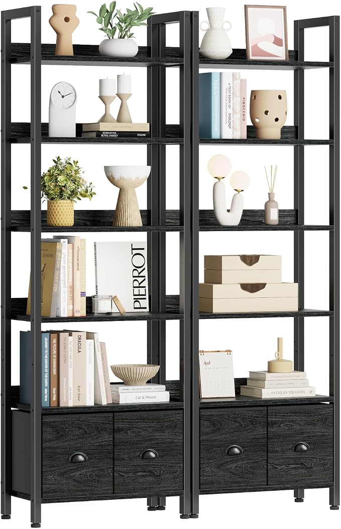 Furologee 6-Tier Bookshelf Set of 2, Tall Bookcase by Furologee