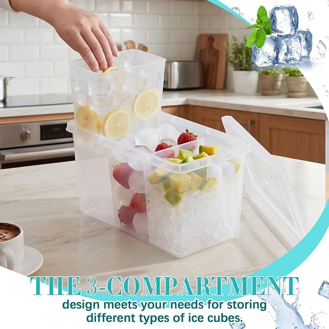 Havawish 3 Divided Ice Bin for Freezer Bucket Ice Container for Freezer - Image 5