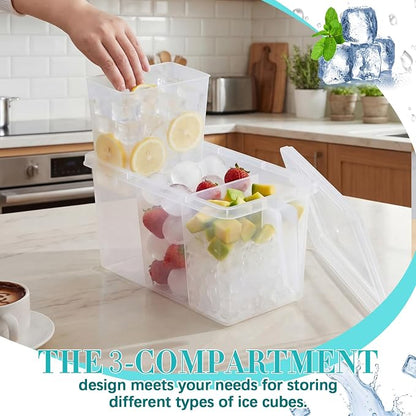 Havawish 3 Divided Ice Bin for Freezer Bucket Ice Container for Freezer - Image 5
