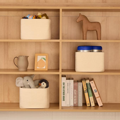 Small Organizing Baskets for Cubes Shelf, 9.7x9.7x7.1 Inch Rope Woven Storage - Image 4