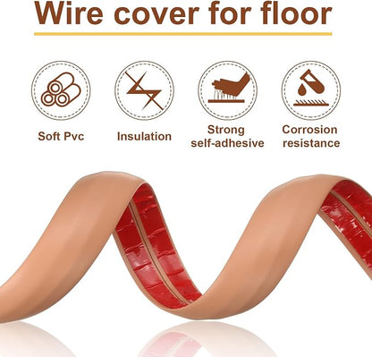 HARFINGTON 4ft Cord Cover Floor W0.6 x H0.33 Inner Channel PVC Hide Extension - Image 5