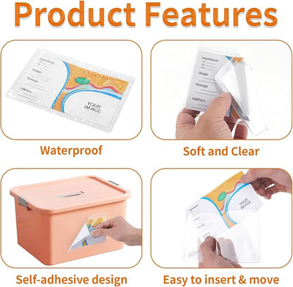 44 Pcs Storage Bin Labels, 4×6 in Index Card Holder, Waterproof & Clear - Image 2