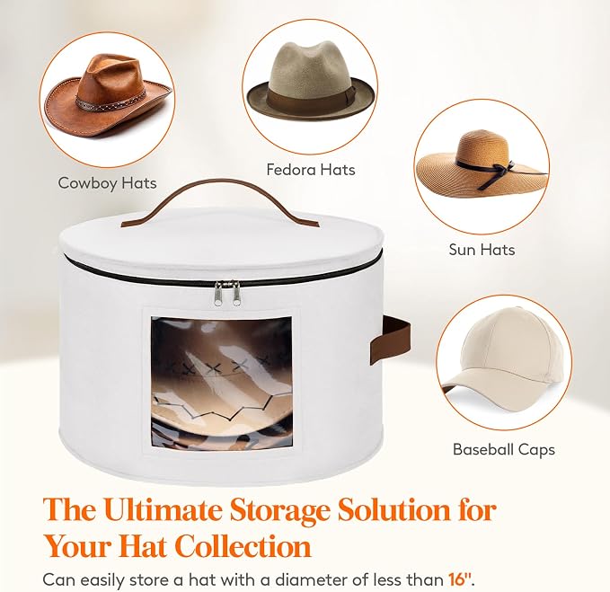 Lifewit Round Cowboy Hat Box for 7 Caps, Large Felt Hat Organizer Bag for Men & - Image 5