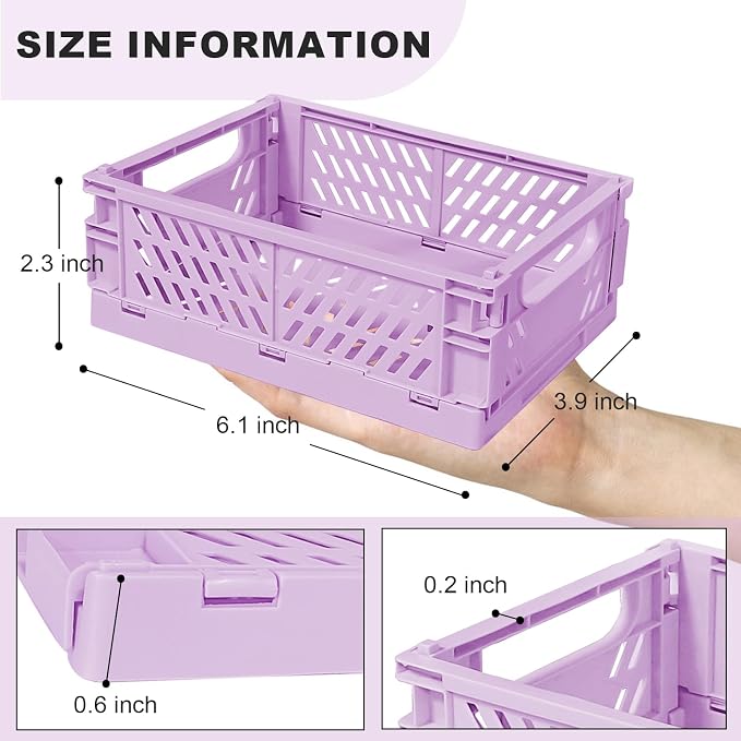 Pastel Plastic Storage Baskets 2 Pack, Collapsible Crates - Image 2