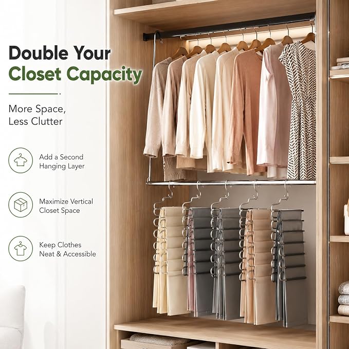 2 Pack Hanging Closet Rod Stainless Steel, Adjustable Width & Height 16–27.5 in - Image 4