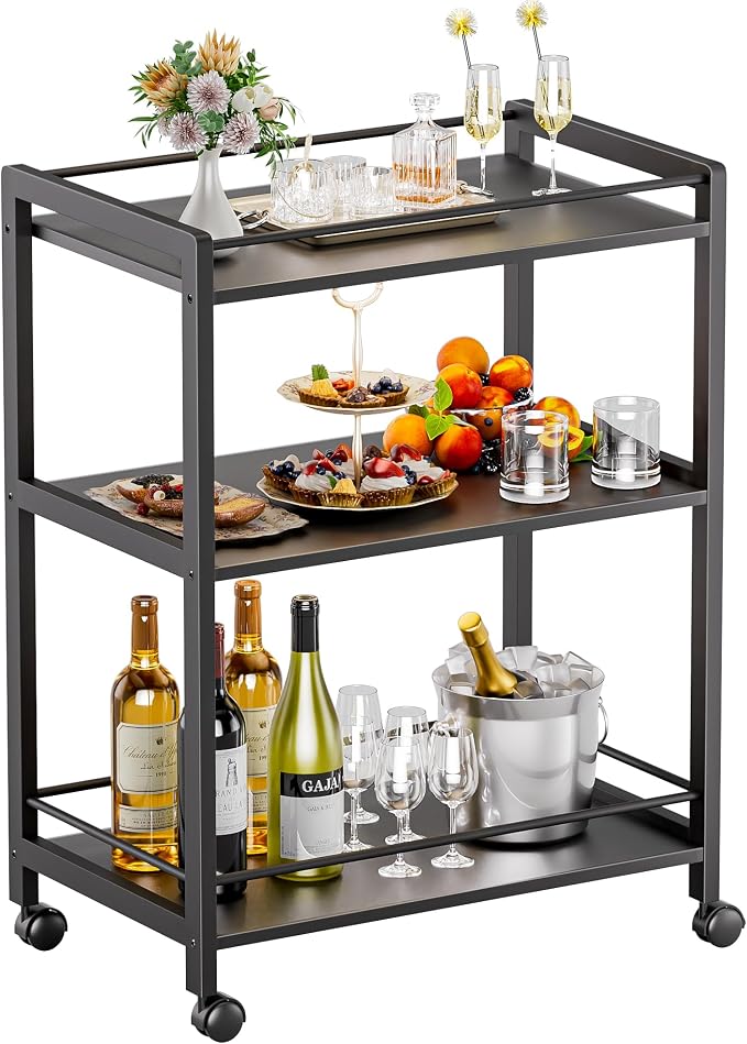 HITNET Bar Cart Black, Serving Cart by HITNET
