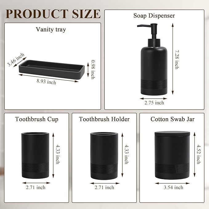 Bathroom Accessories Set, 6-Piece Bathroom Accessory Set, Toothbrush Holders Set - Image 7
