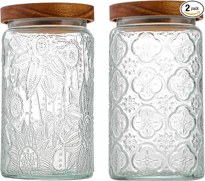 34 OZ/2 PCS Glass Storage Jar by YUTGSMPO