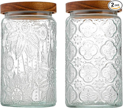 34 OZ/2 PCS Glass Storage Jar by YUTGSMPO
