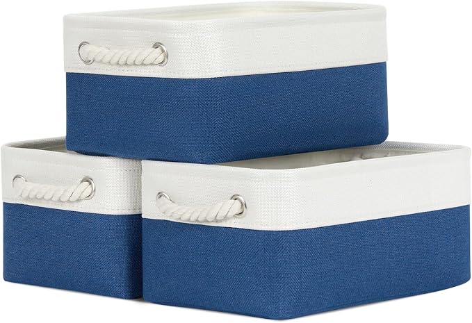 Bidtakay Small Storage Baskets for Shelves 3 Pack Fabric Storage Bins for by BidtakayBaskets