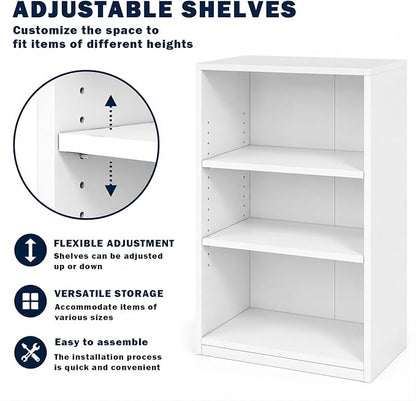 3-Tier Bookcase, 71 Inches, Wooden Open Display Floor Bookshelf - Image 5