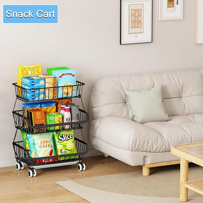 3-Tier Rolling Pantry Floor Organizer, Stackable Pantry Storage Cart - Image 6