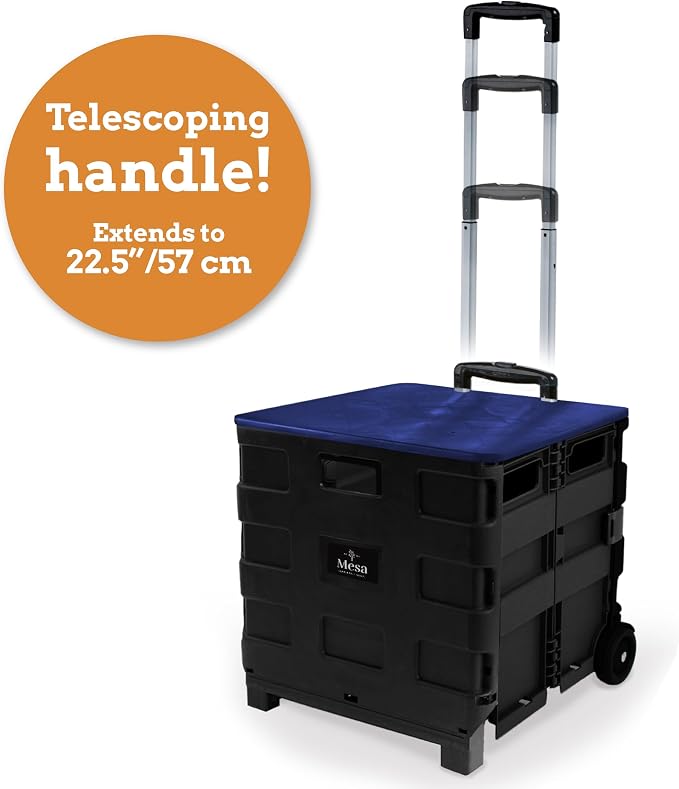 Collapsible Ultra-Slim Pack-N-Roll, 2 Wheel Utility Cart w/Lid Used as Seat up - Image 4