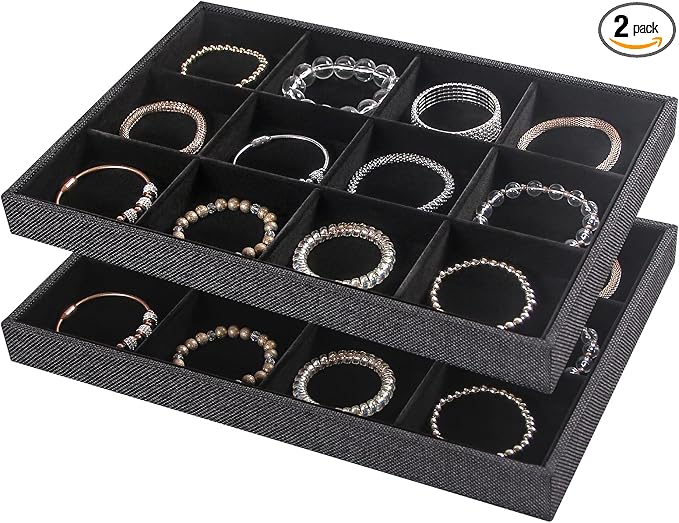 Julysky 2Pcs 12 Grids Stackable Jewelry Organizer Trays by Julysky