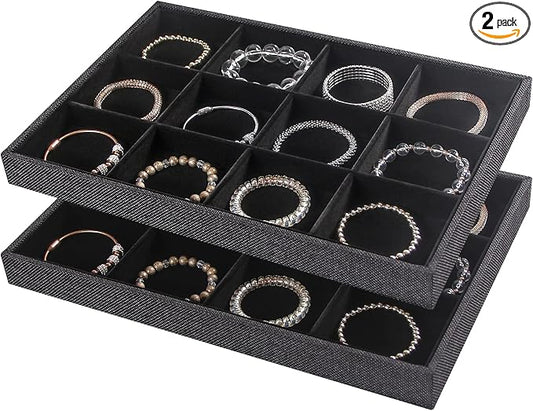 Julysky 2Pcs 12 Grids Stackable Jewelry Organizer Trays by Julysky
