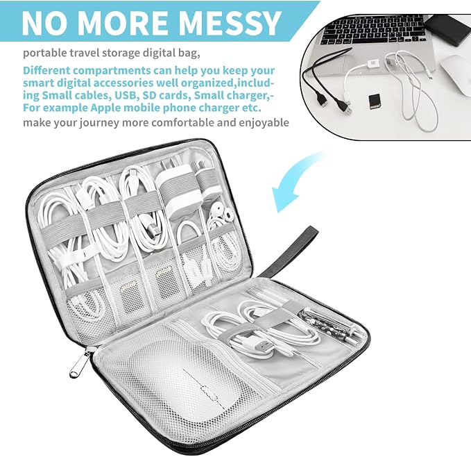 Lcsmaokin Electronics Organizer Travel Case, Electronic Accessories Storage Bag - Image 2