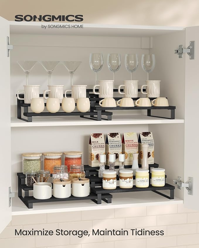 SONGMICS Display Risers, 3-Tier Cupcake Stand Holder, Spice Rack, Shelf Risers - Image 2