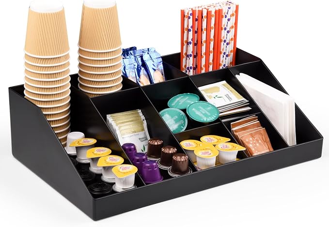 SZQINJI Coffee Condiment Organizer Holder 10-Compartment Break Room Coffee by SZQINJI