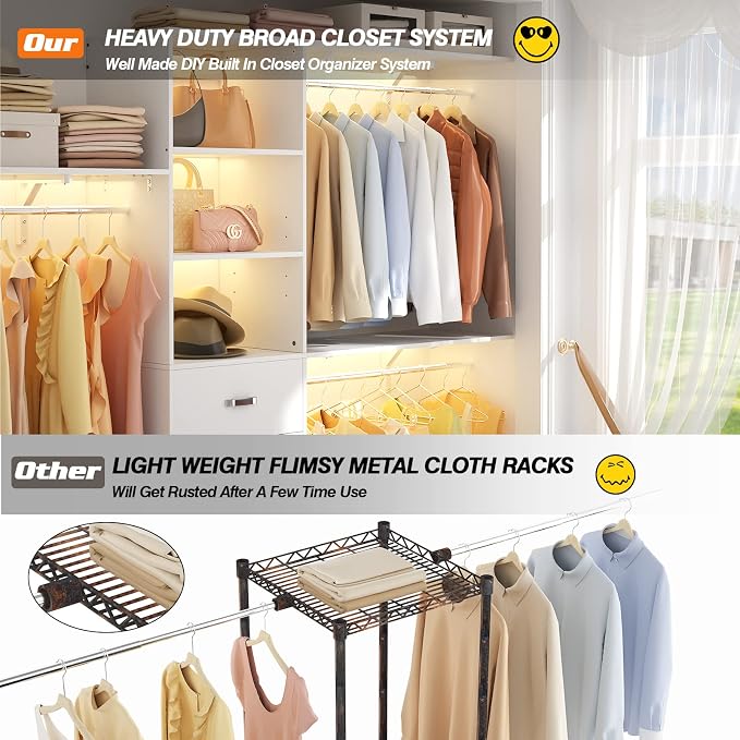 iSunirm 8FT Closet System, Wall Mount Bedroom Wardrobe - Image 7