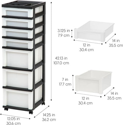 IRIS USA 7-Drawer Rolling Storage Cart, office essentials, classroom items - Image 3