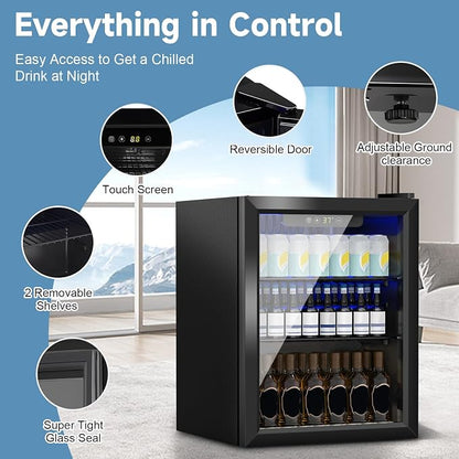 1.6 Cu.Ft Mini Fridge for 70 Cans, Small Beverage Refrigerator - Image 2