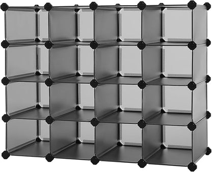 SONGMICS Shoe Rack with 16 Cubes, Interlocking Plastic Shoe Organizer, DIY by SONGMICSbySONGMICSHOME