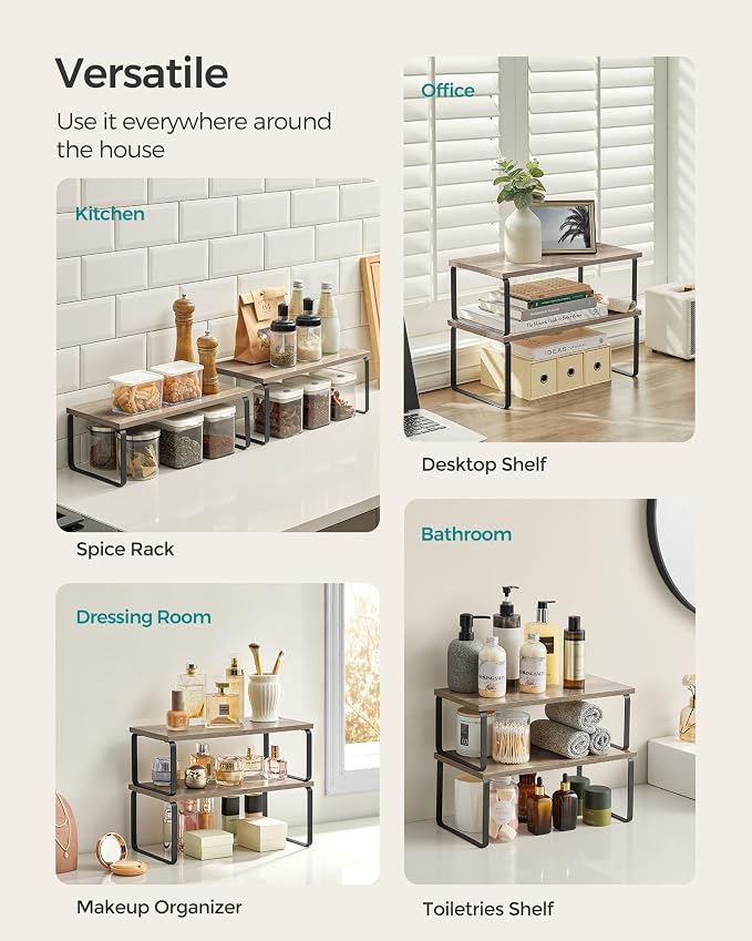 SONGMICS Cabinet Organizer Shelf, Kitchen Storage, Spice Rack, Expandable - Image 4