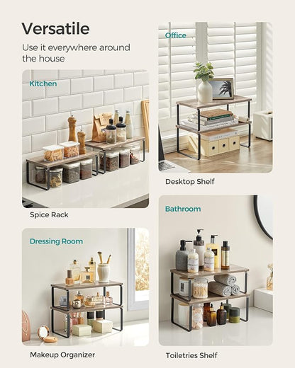 SONGMICS Cabinet Organizer Shelf, Kitchen Storage, Spice Rack, Expandable - Image 3