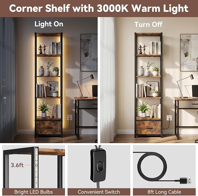 Housolution 6 Tier 60.6" Tall Bookshelf - Image 3