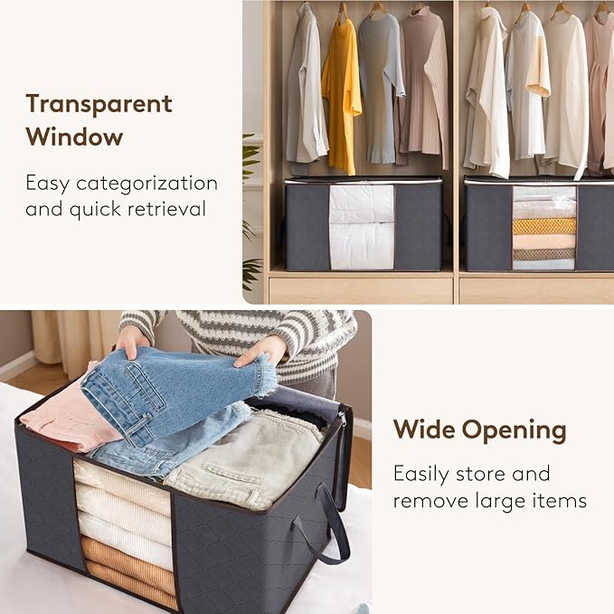 Lifewit 90L Large Storage Bags, 8 Pack Closet Organizers and Storage, Clothes - Image 5