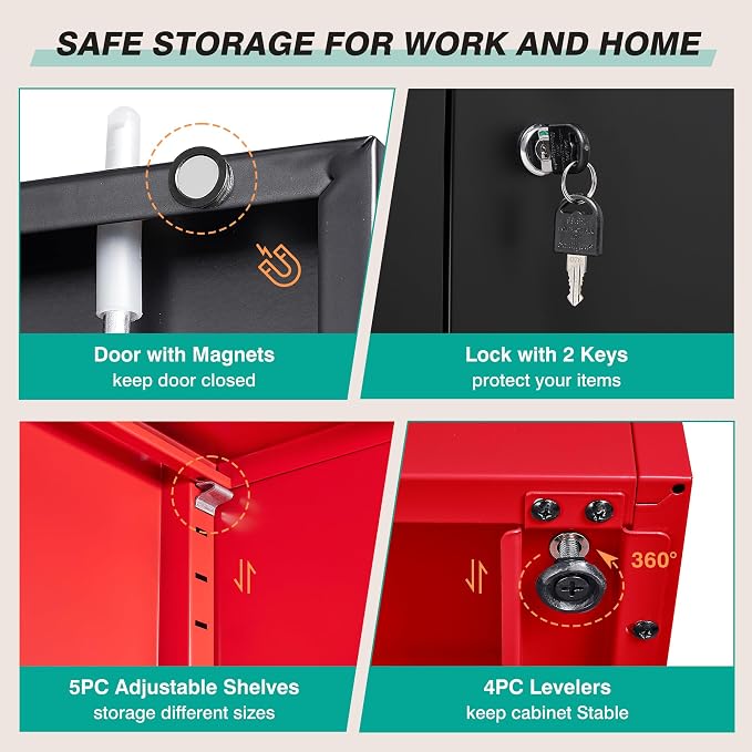 SISESOL Wide & Deep Metal Storage Cabinet - Image 6