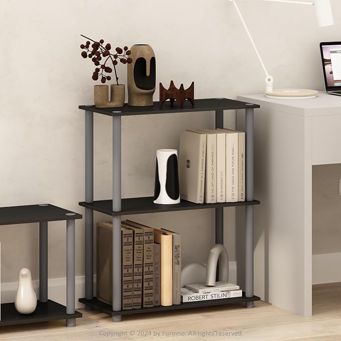 Furinno TURN-N-TUBE Storage Shelves, 3-Tier Book Shelf, Corner Shelf, Toolless - Image 2
