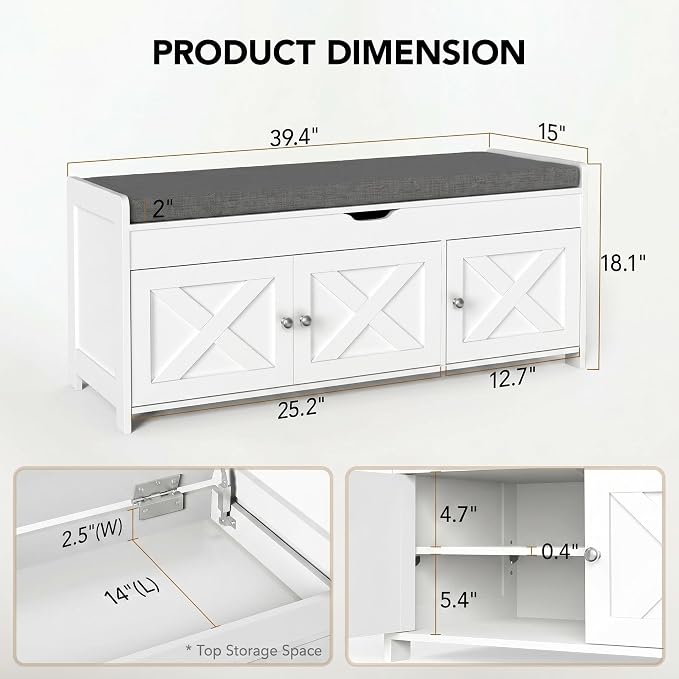 Marsail Shoe Storage Bench - Image 2