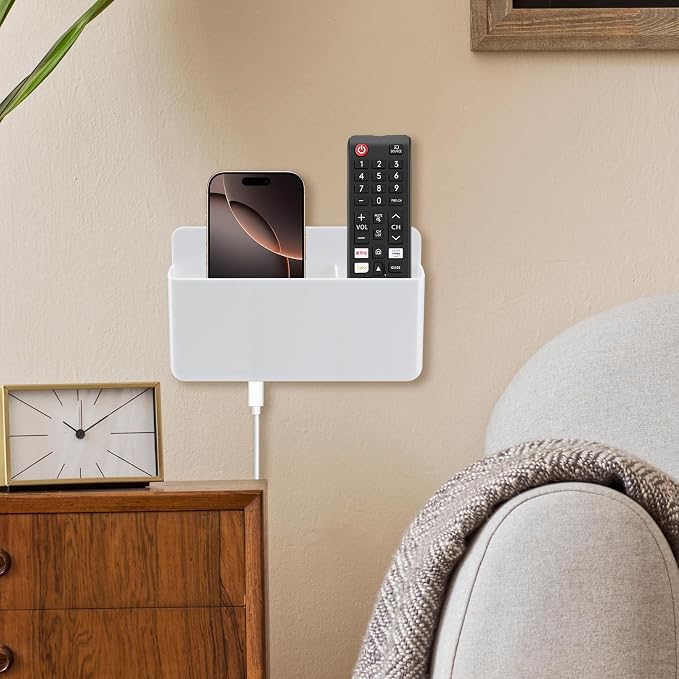 3 Slot Adjustable Remote Control Holder Wall Mount, TV Remote Box Hollow Bottom - Image 3