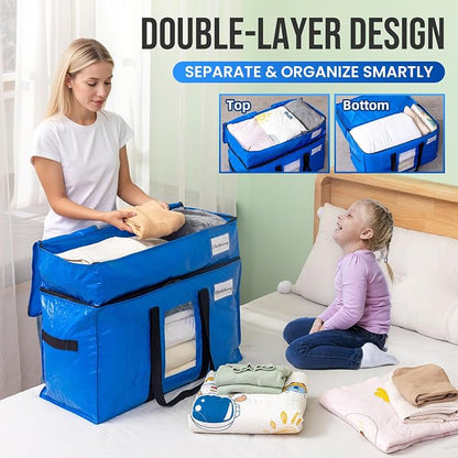 TAILI 2 Tier Extra Large Moving Bags, 2 Pack Blue Heavy Duty Totes - Image 3