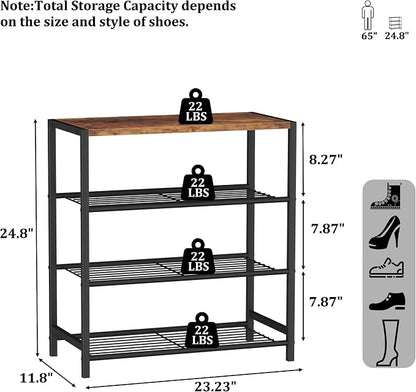HOMEFORT 4-Tier Shoe Rack Organizer, Shoe Tower - Image 3