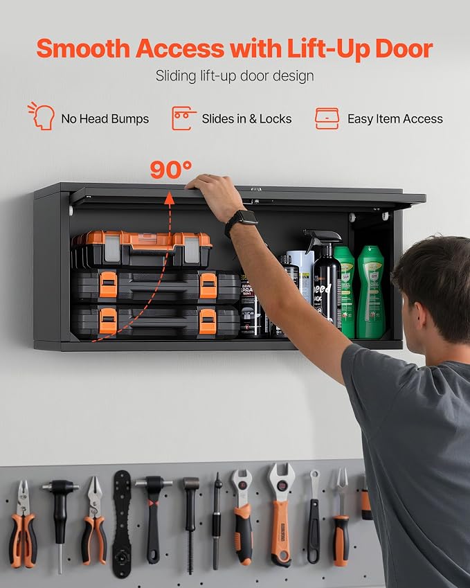 VEVOR Metal Wall Cabinet, 30.31W x 12.01D x 14.02H Inch, Floating Garage Tool - Image 5