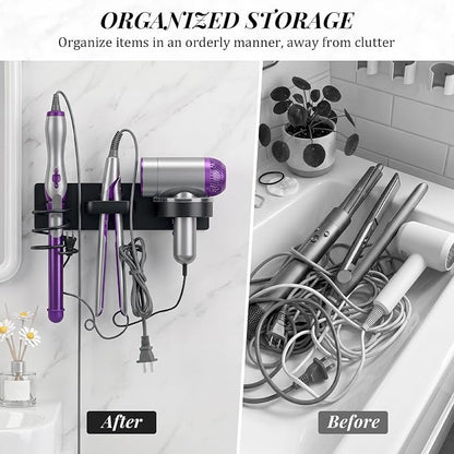 Blow Dryer Holder Wall Mounted – 3-in-1 Hair Tool Organizer Wall Mount - Image 2