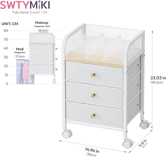 SWTYMIKI Rolling Makeup Organizer Cart - Image 2