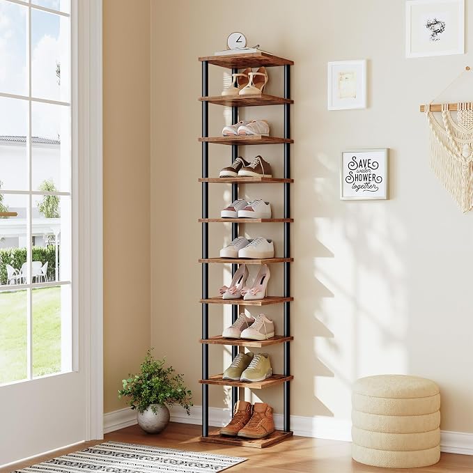 HOOBRO Vertical Shoe Rack, 10-Tier Narrow Shoe Shelf, Shoe Storage Organizer - Image 2
