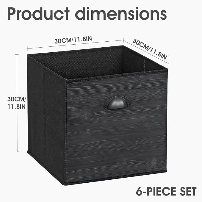 homyfort Faux Wood Grain Cube Storage Organizer Bins, 12x12 Inch Storage Cubes - Image 3