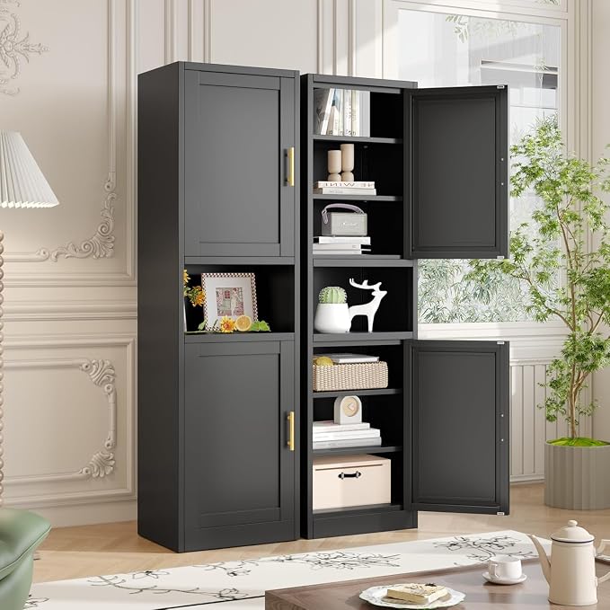 Tall Metal Narrow Bathroom Storage Cabinet 67" H, Tall Black Pantry Cabinets - Image 3