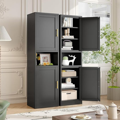 Tall Metal Narrow Bathroom Storage Cabinet 67" H, Tall Black Pantry Cabinets - Image 3