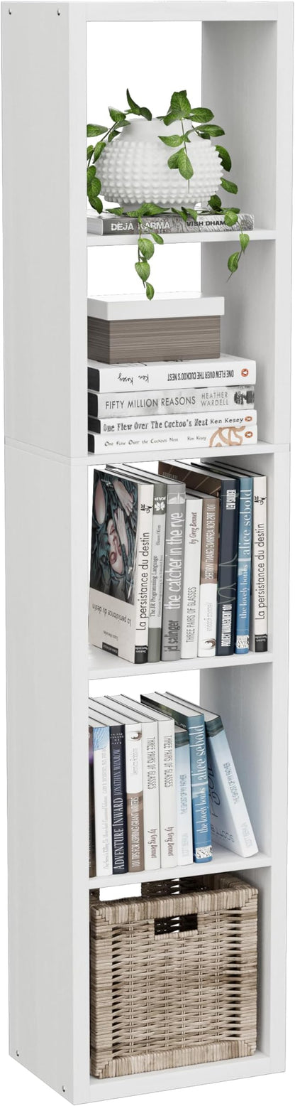 Tall Cube Storage Organizer Bookcase, 5 Tier 11 inch Open Back Cubical Shelf by VDNEND
