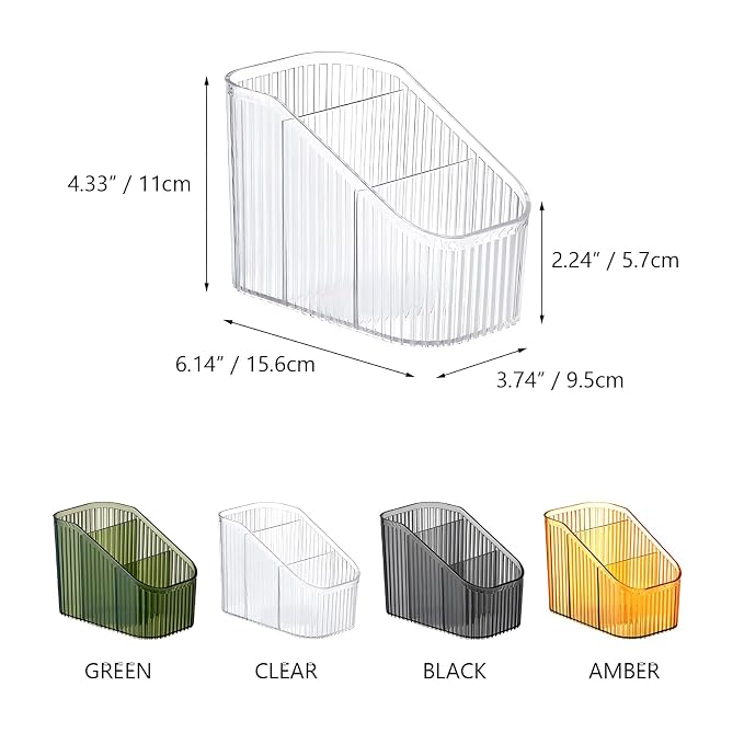 Black Makeup Brush Holder for Vanity, Bathroom Countertop Organizer 6 Cups - Image 3