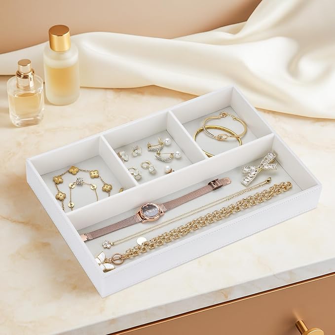 GORESE Faux Leather Valet Tray, Stackable Jewelry Trays - Image 3