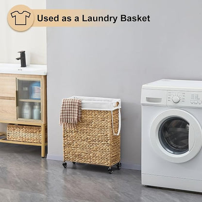 Rolling Laundry Hamper with Wheels, Slim Laundry Basket with Removable Liner - Image 3