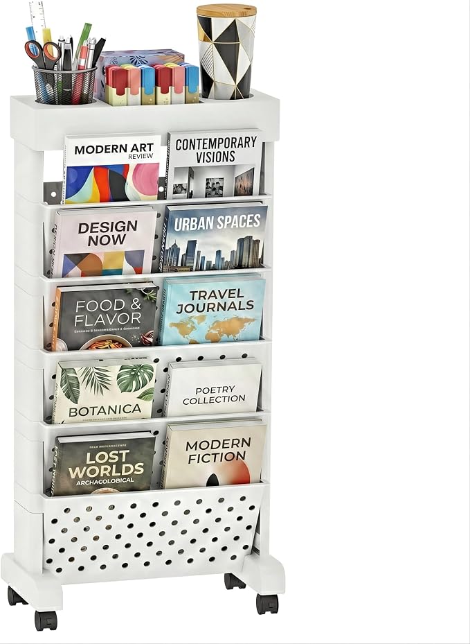 6-Tier Rolling Bookshelf Magazine Rack by yeavs